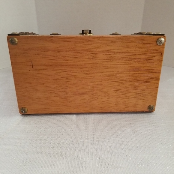 Mr. R wooden purse with leather straps vintage 1970s. - Picture 5 of 6